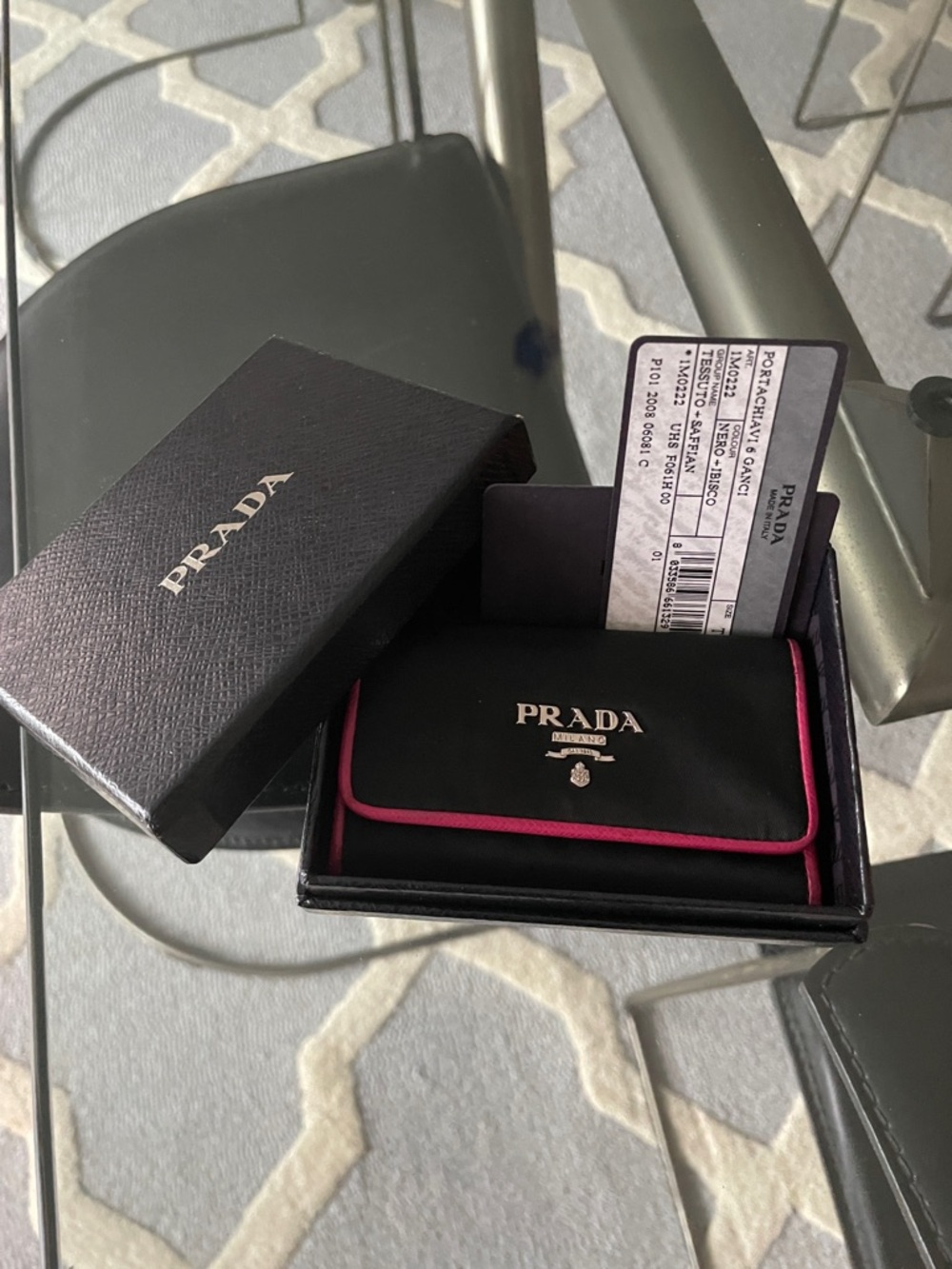 Prada Black Key Case with Fuchsia Trim with Box and authenticity Cards - Picture 5 of 5